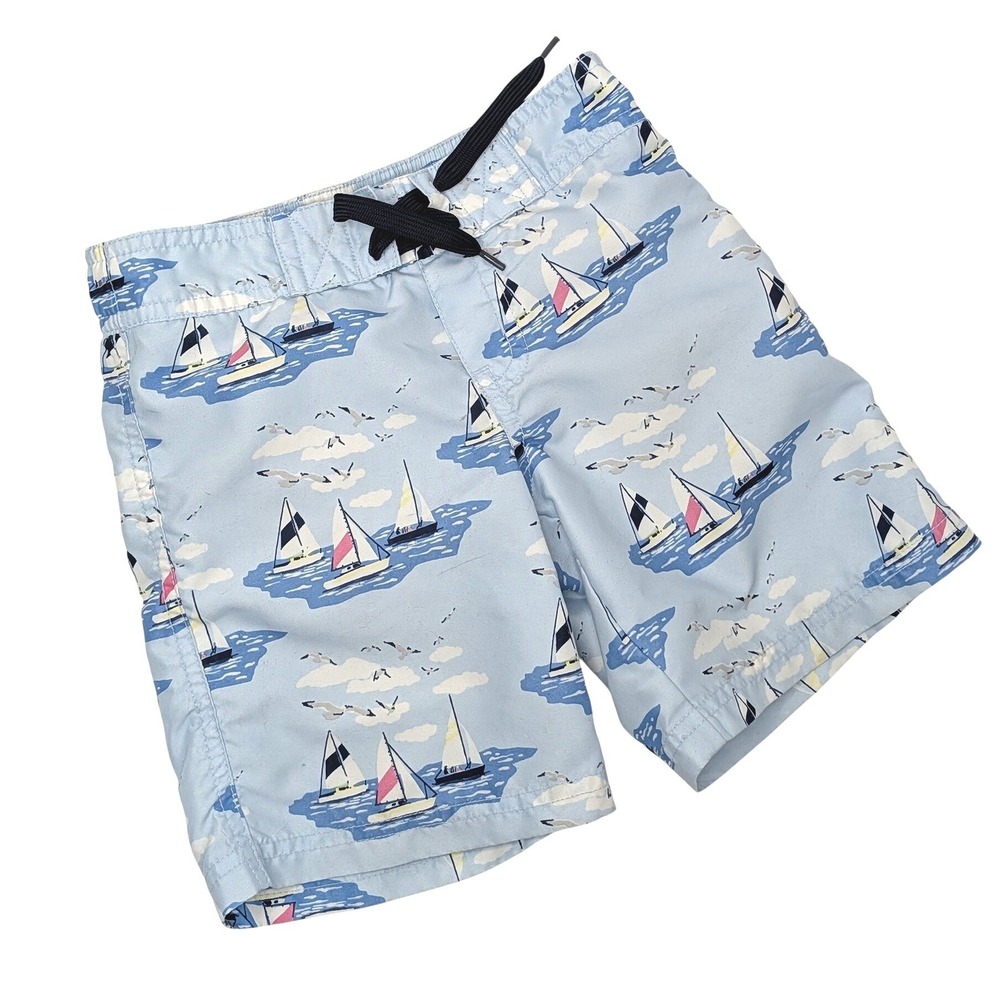 Janie and Jack Boys Sailboat Swim Trunks Blue Nautical Mesh Lined Size 3